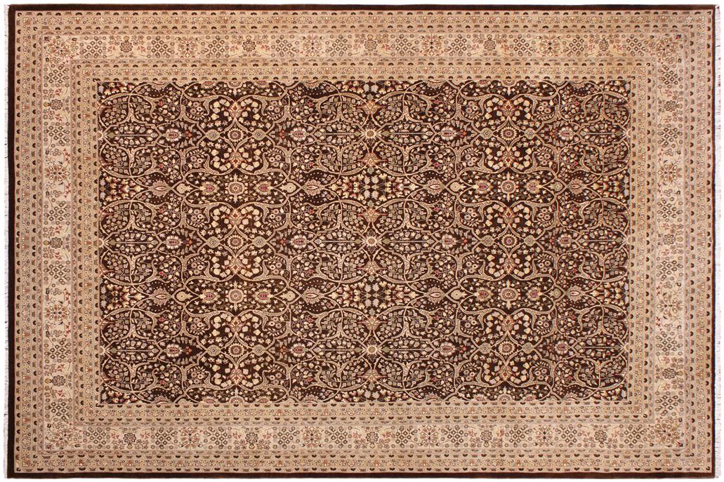 handmade Traditional Tabriz Brown Tan Hand Knotted RECTANGLE 100% WOOL area rug 9'X12'