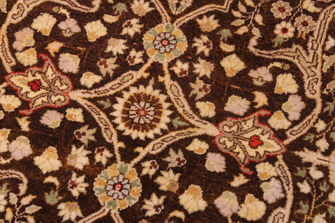 handmade Transitional Tabriz Brown Tan Hand Knotted RECTANGLE 100% WOOL area rug 9' x 12'