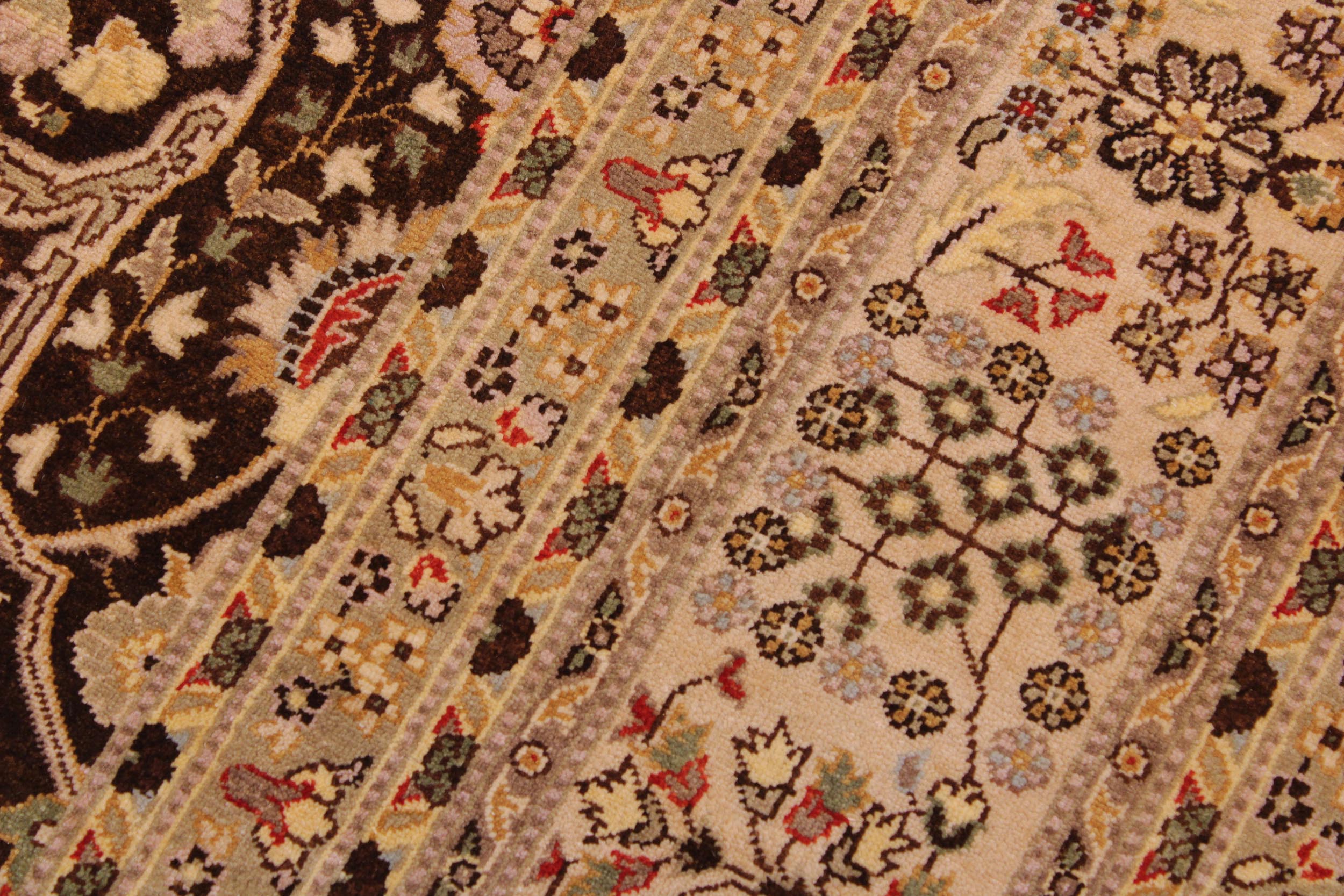 handmade Transitional Tabriz Brown Tan Hand Knotted RECTANGLE 100% WOOL area rug 9' x 12'