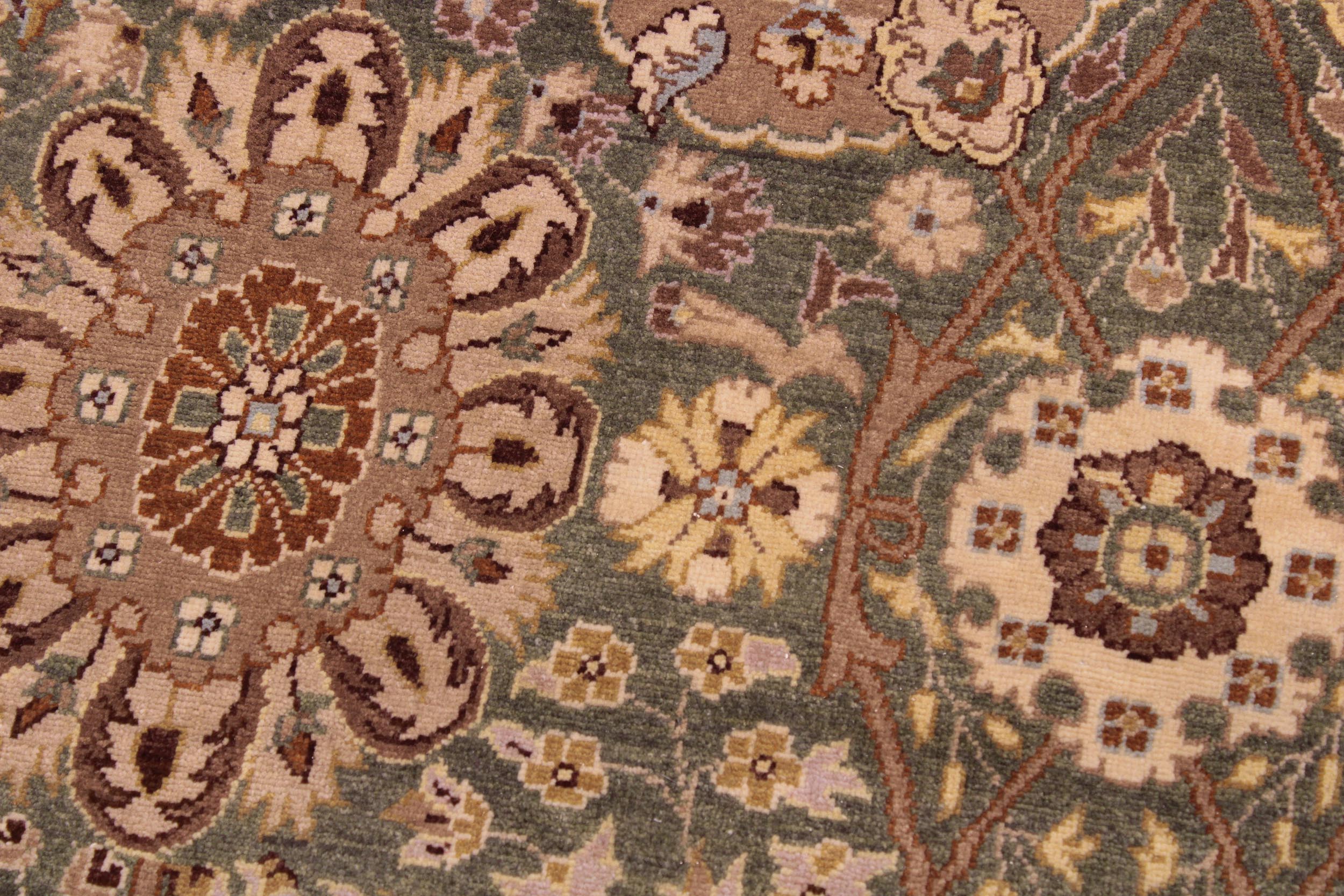 handmade Transitional Veg Dye Green Tan Hand Knotted RECTANGLE 100% WOOL area rug 9' x 12'