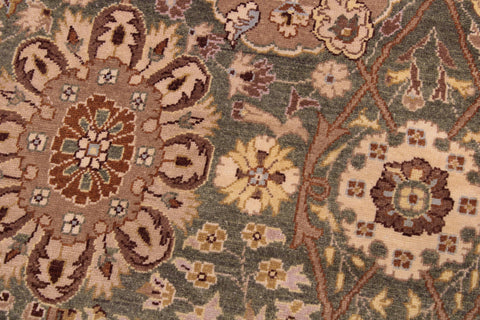 handmade Transitional Veg Dye Green Tan Hand Knotted RECTANGLE 100% WOOL area rug 9' x 12'