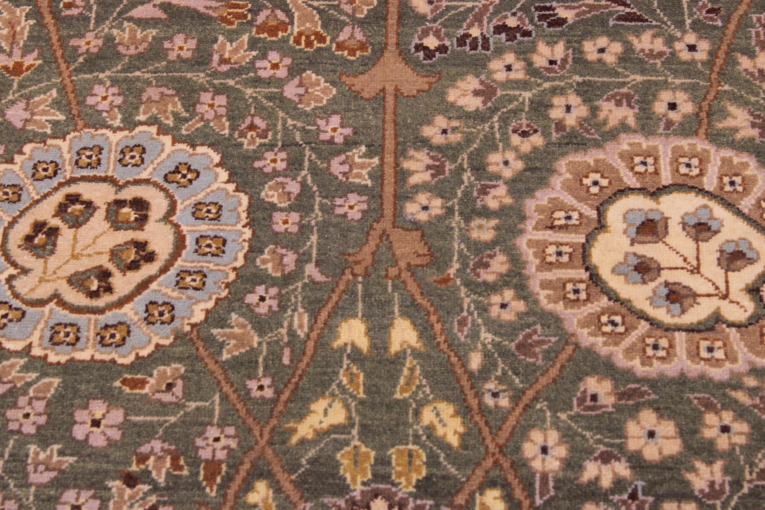 handmade Transitional Veg Dye Green Tan Hand Knotted RECTANGLE 100% WOOL area rug 9' x 12'