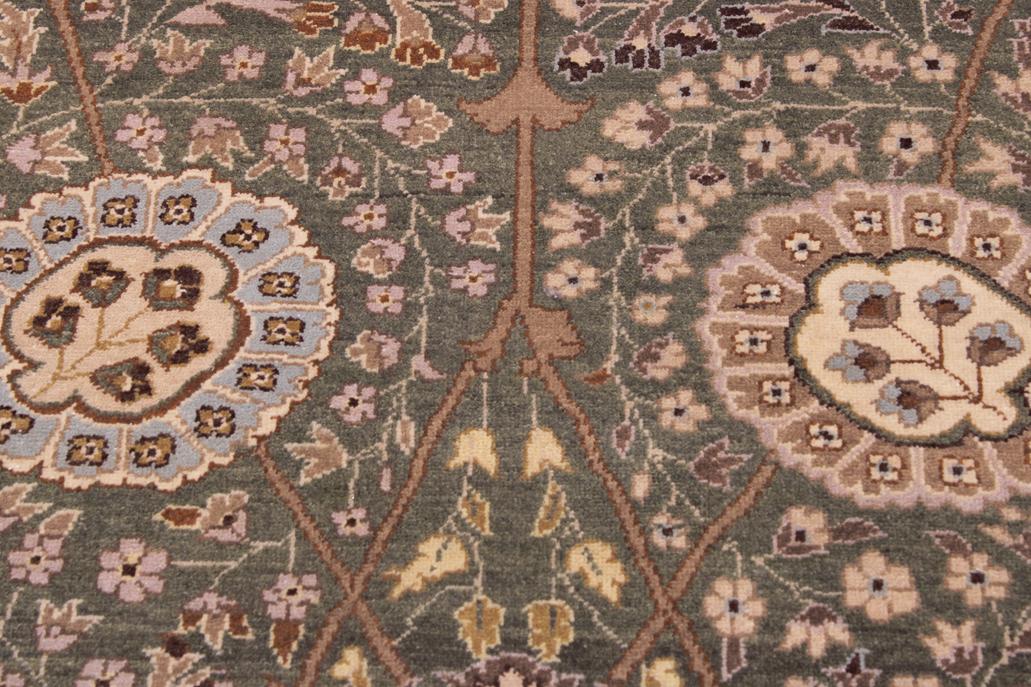 handmade Traditional Veg Dye Green Tan Hand Knotted RECTANGLE 100% WOOL area rug 9'X12'