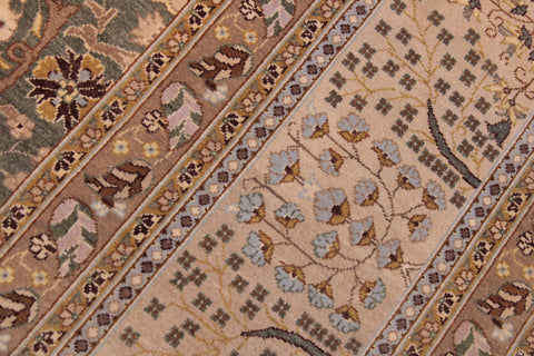 handmade Transitional Veg Dye Green Tan Hand Knotted RECTANGLE 100% WOOL area rug 9' x 12'