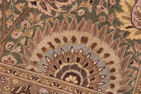 handmade Transitional Veg Dye Green Tan Hand Knotted RECTANGLE 100% WOOL area rug 9' x 12'