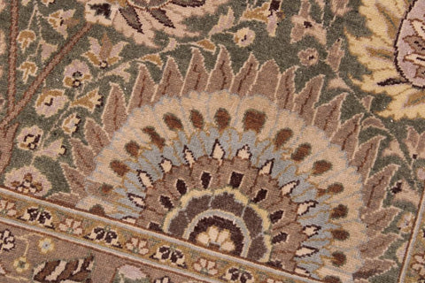 handmade Traditional Veg Dye Green Tan Hand Knotted RECTANGLE 100% WOOL area rug 9'X12'