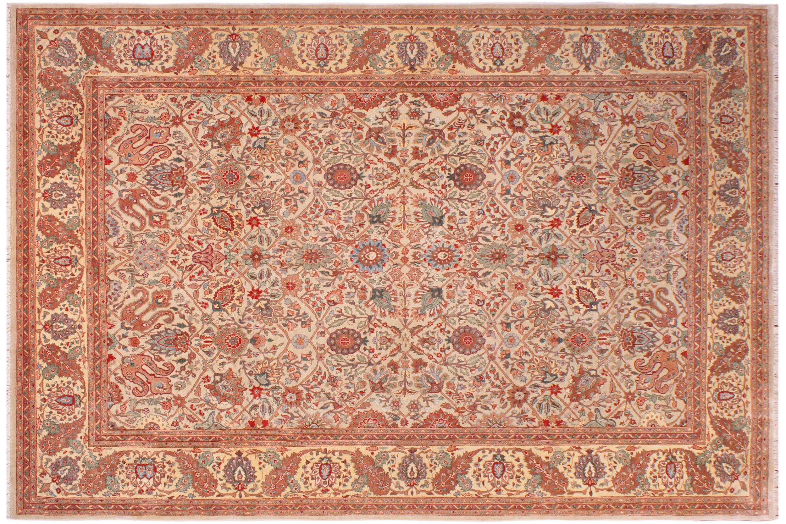 handmade Traditional Veg Dye Lt. Gray Tan Hand Knotted RECTANGLE 100% WOOL area rug 9' x 12'