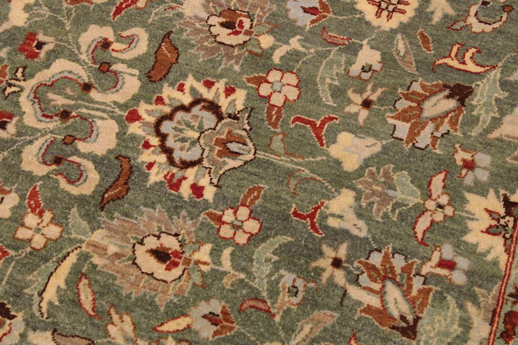 handmade Traditional Veg Dye Green Tan Hand Knotted RECTANGLE 100% WOOL area rug 9'X12'