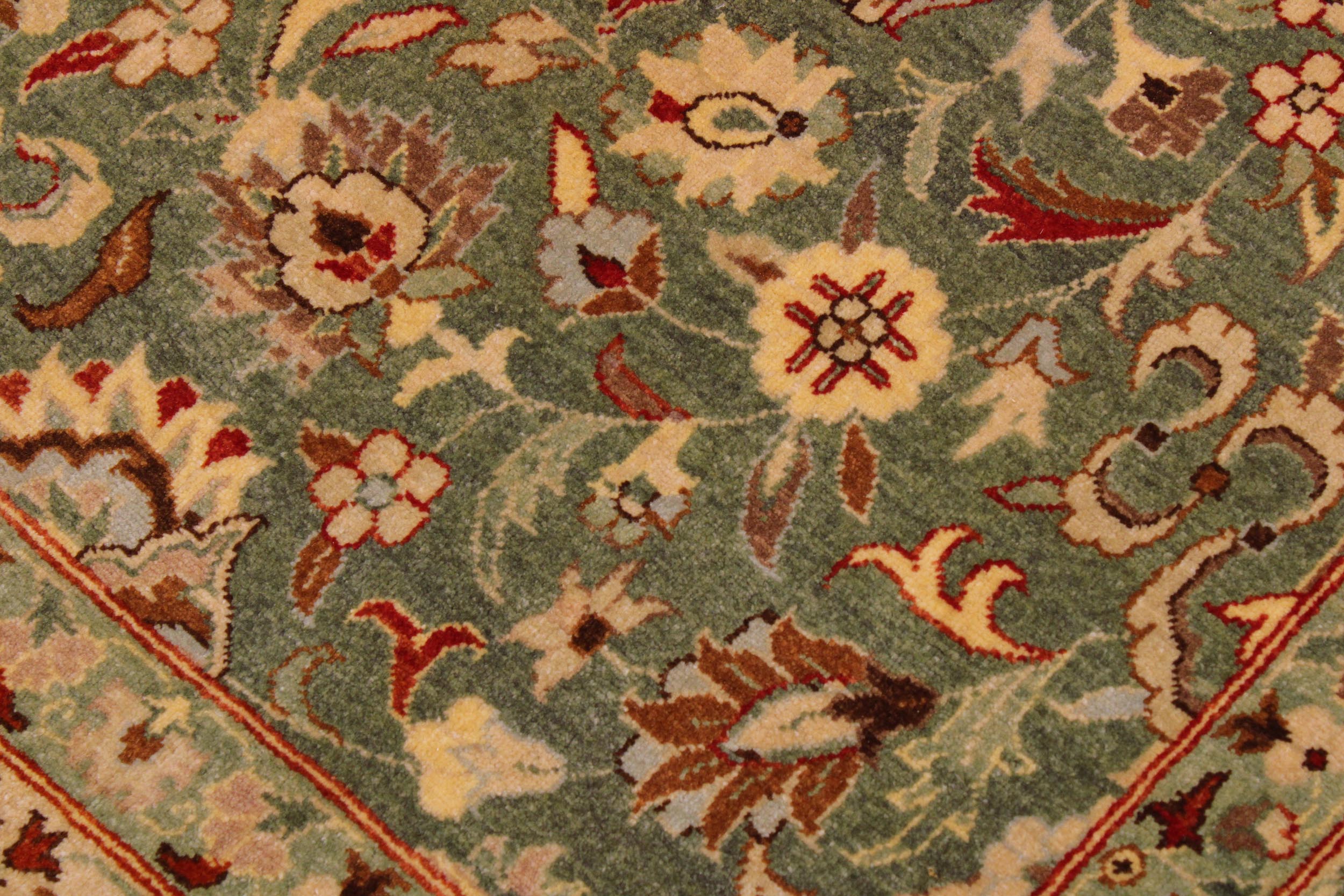 handmade Transitional Veg Dye Green Tan Hand Knotted RECTANGLE 100% WOOL area rug 9' x 12'