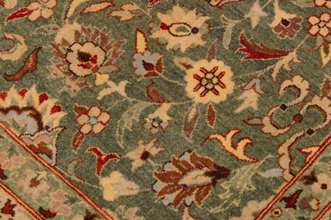 handmade Transitional Veg Dye Green Tan Hand Knotted RECTANGLE 100% WOOL area rug 9' x 12'