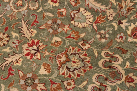 handmade Traditional Veg Dye Green Tan Hand Knotted RECTANGLE 100% WOOL area rug 9'X12'