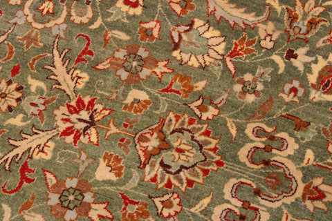 handmade Transitional Veg Dye Green Tan Hand Knotted RECTANGLE 100% WOOL area rug 9' x 12'
