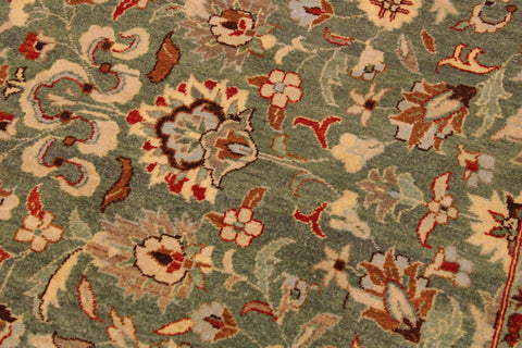 handmade Transitional Veg Dye Green Tan Hand Knotted RECTANGLE 100% WOOL area rug 9' x 12'