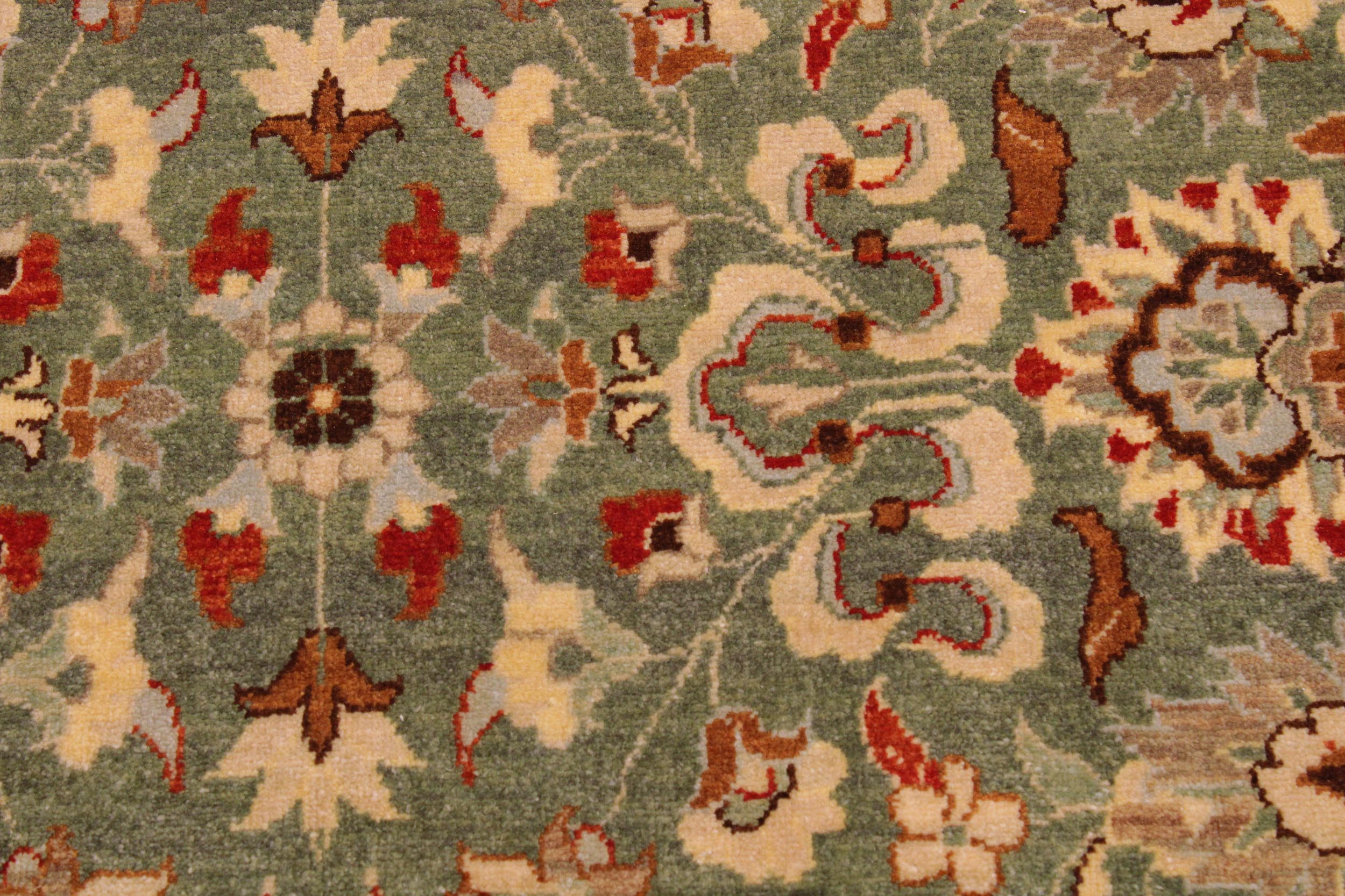 handmade Transitional Veg Dye Green Tan Hand Knotted RECTANGLE 100% WOOL area rug 9' x 12'