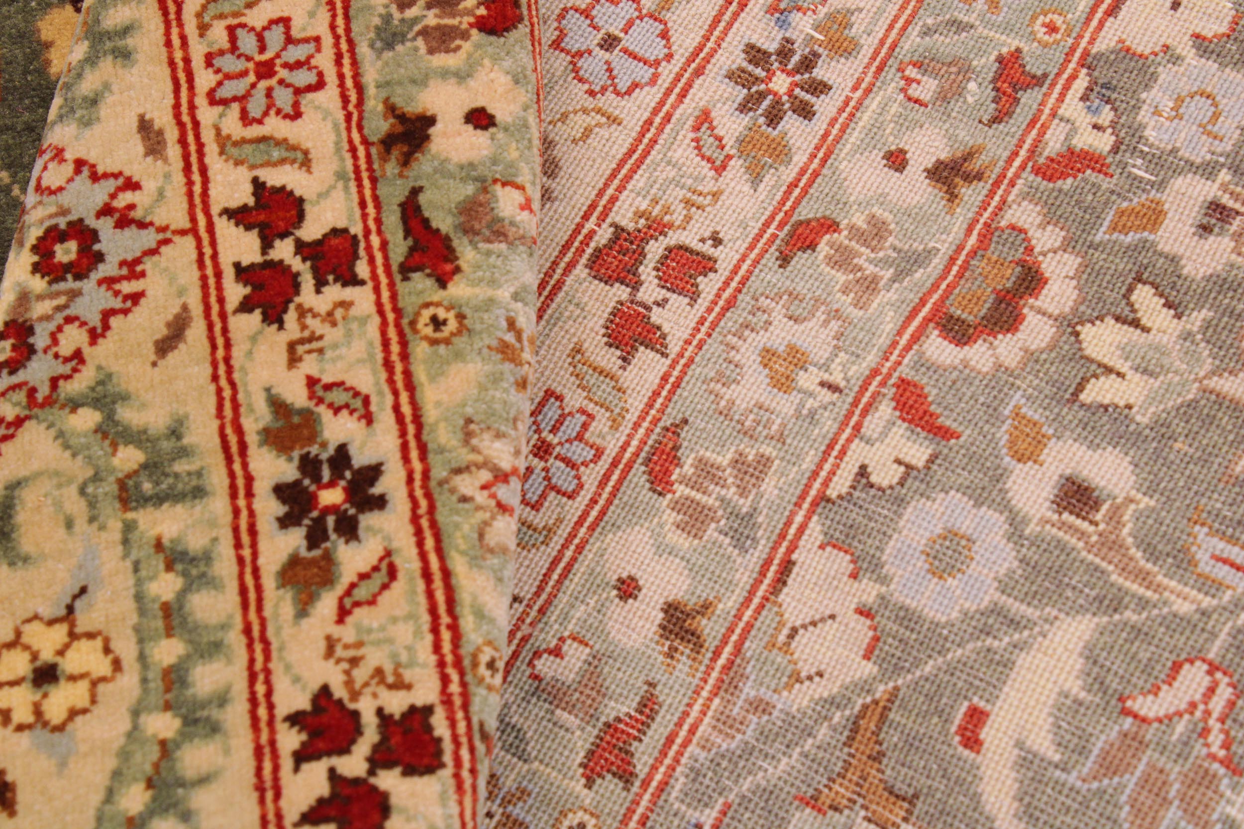 handmade Transitional Veg Dye Green Tan Hand Knotted RECTANGLE 100% WOOL area rug 9' x 12'