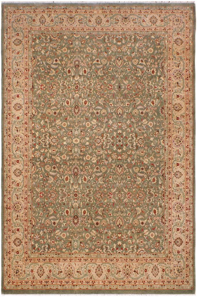 handmade Traditional Veg Dye Green Tan Hand Knotted RECTANGLE 100% WOOL area rug 9'X12'