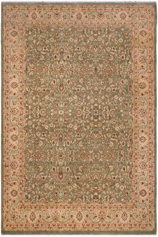 handmade Traditional Veg Dye Green Tan Hand Knotted RECTANGLE 100% WOOL area rug 9'X12'