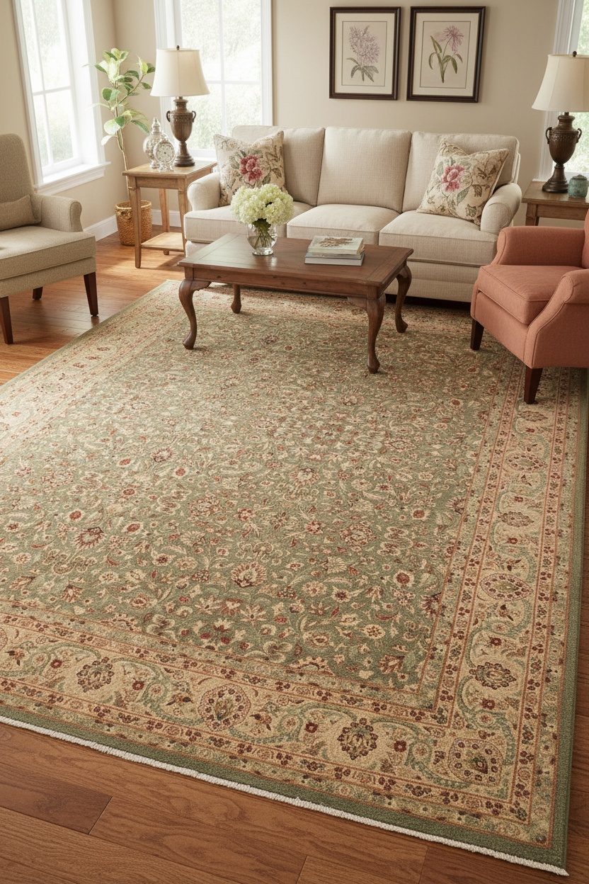 handmade Traditional Veg Dye Green Tan Hand Knotted RECTANGLE 100% WOOL area rug 9'X12'