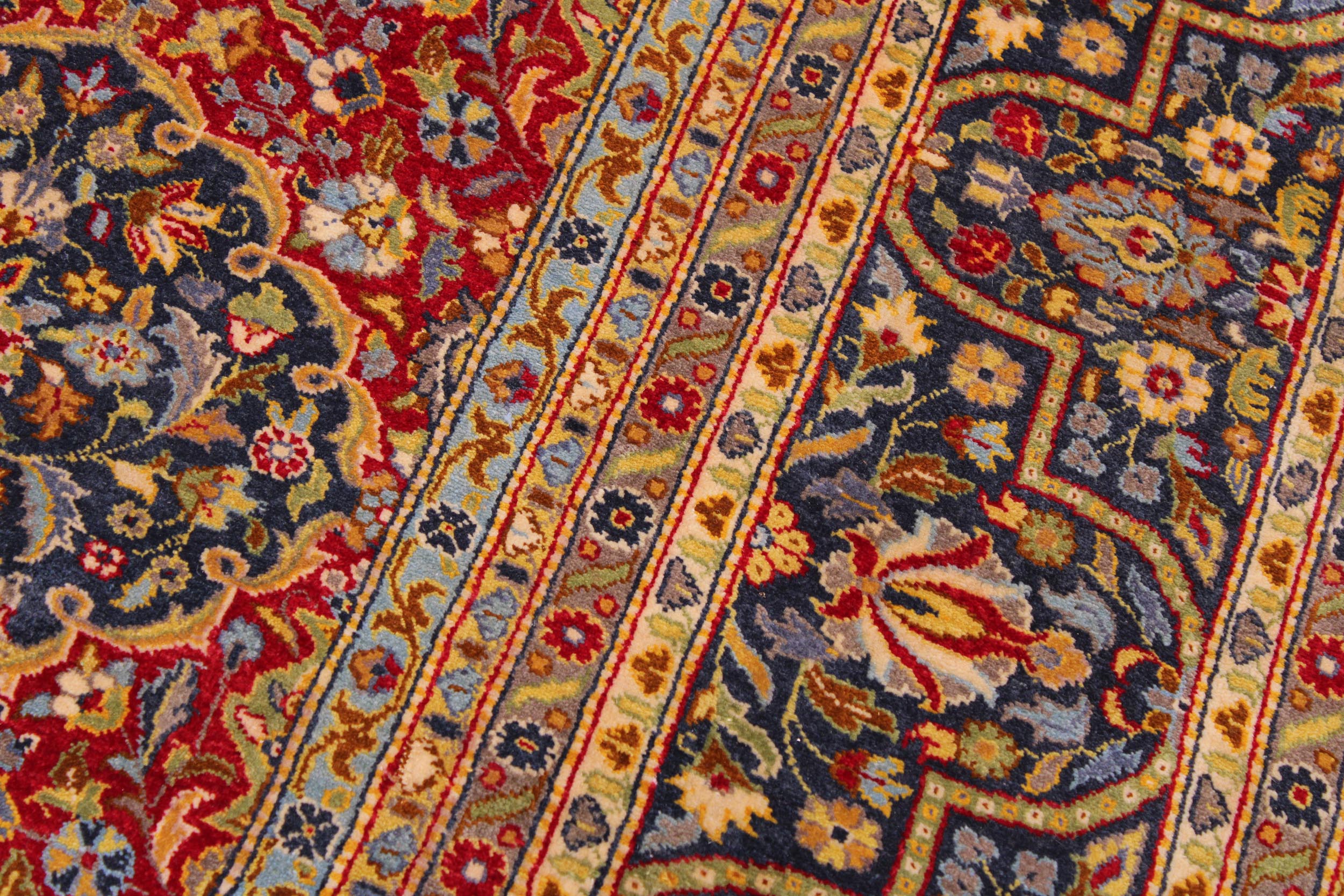 handmade Transitional Veg Dye Red Blue Hand Knotted RECTANGLE 100% WOOL area rug 9' x 12'