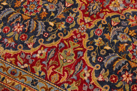 handmade Transitional Veg Dye Red Blue Hand Knotted RECTANGLE 100% WOOL area rug 9' x 12'