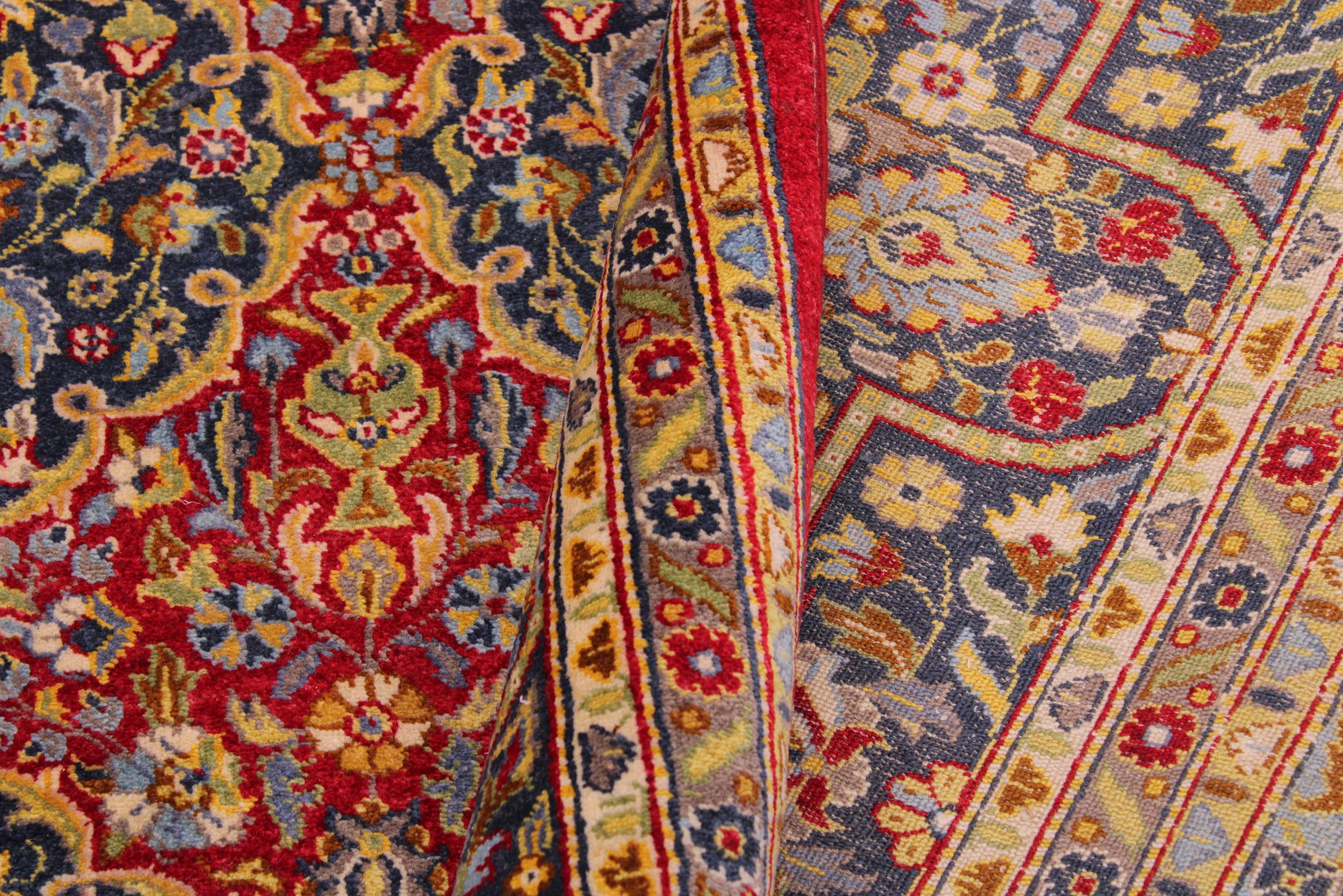 handmade Transitional Veg Dye Red Blue Hand Knotted RECTANGLE 100% WOOL area rug 9' x 12'