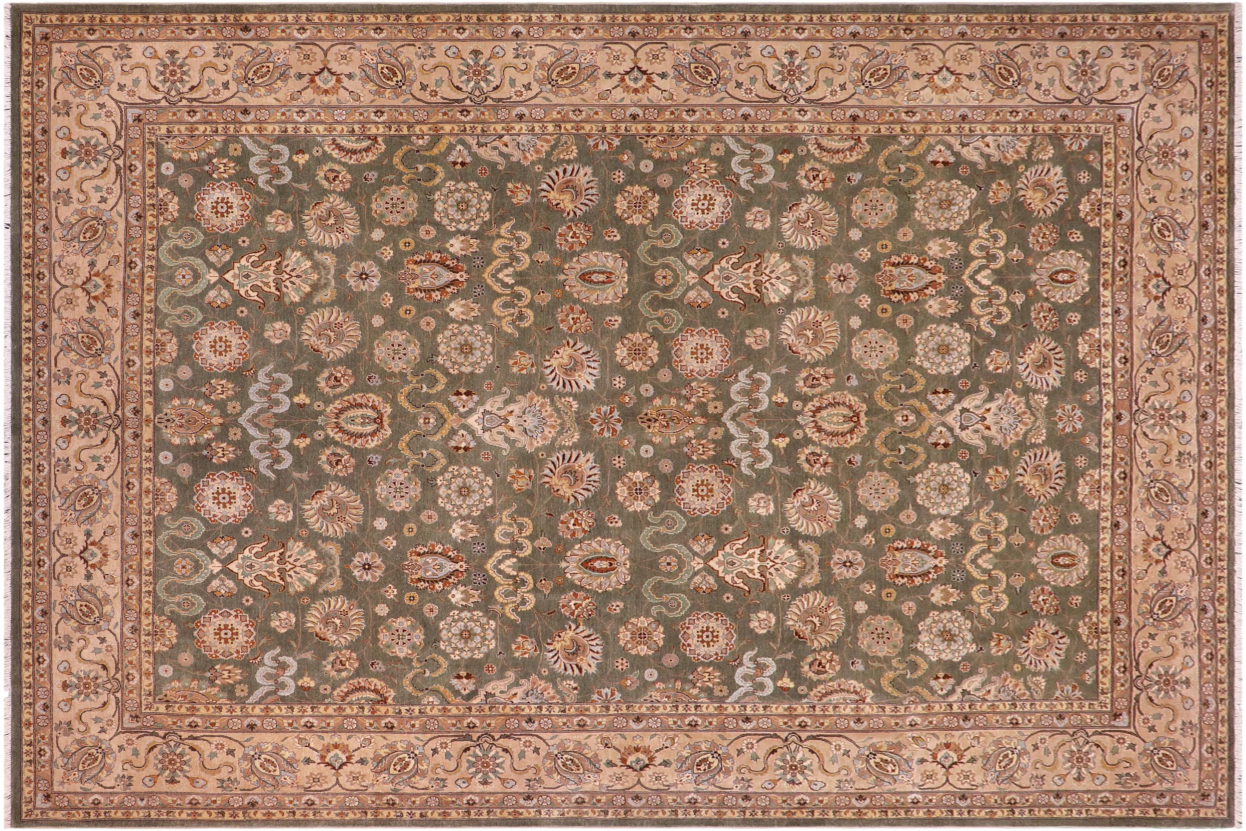 handmade Transitional Design Lt. Green Beige Hand Knotted RECTANGLE 100% WOOL area rug 9' x 12'