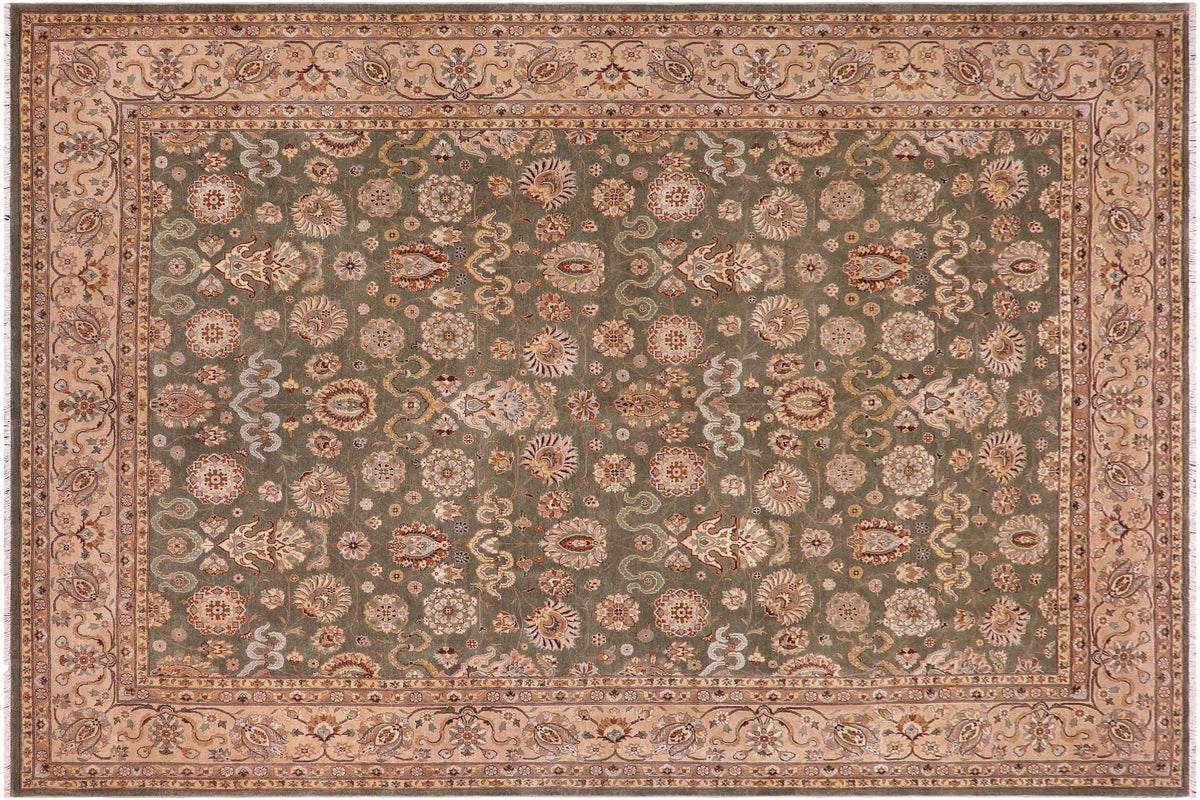 handmade Transitional Design Lt. Green Beige Hand Knotted RECTANGLE 100% WOOL area rug 9' x 12'