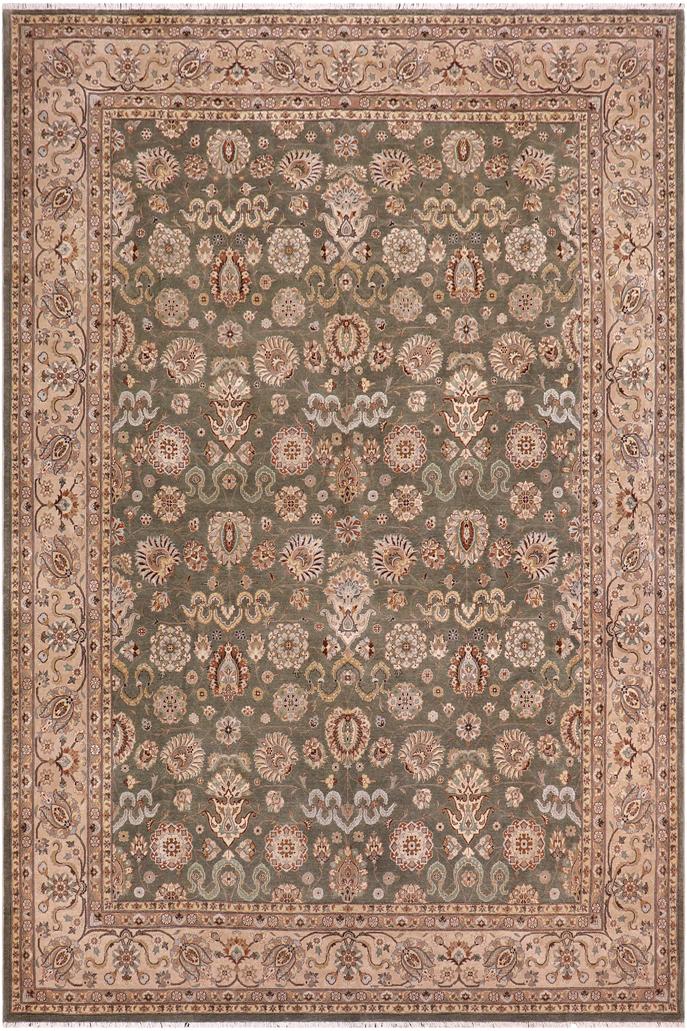 handmade Traditional Design Lt. Green Beige Hand Knotted RECTANGLE 100% WOOL area rug 9'X12'