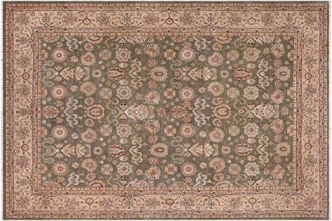 handmade Traditional Design Lt. Green Beige Hand Knotted RECTANGLE 100% WOOL area rug 9'X12'