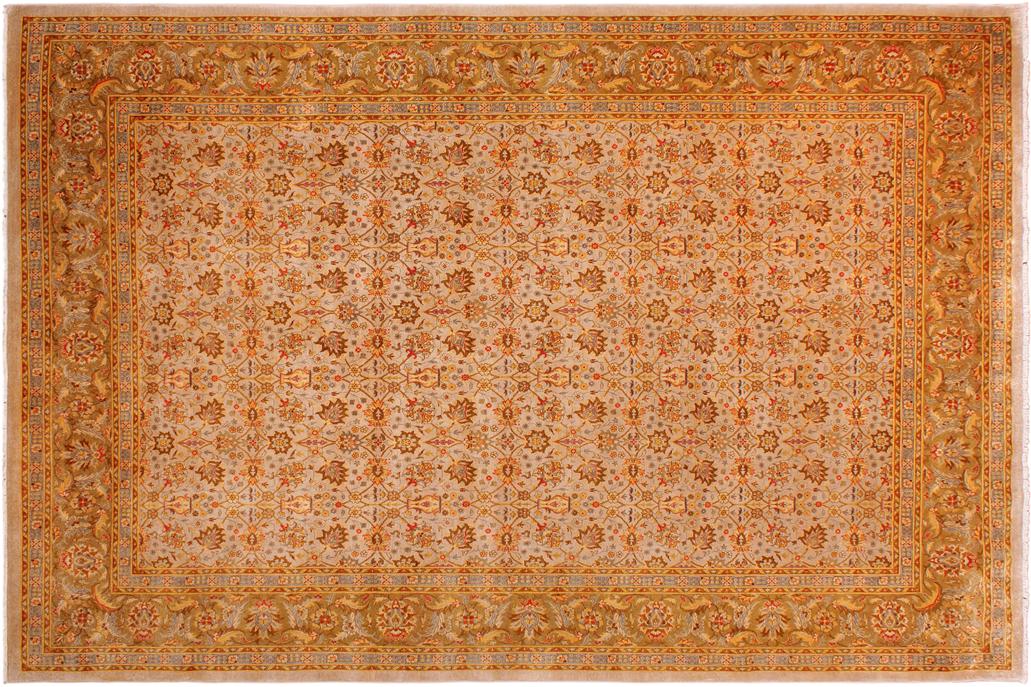 handmade Traditional Veg Dye Tan Gold Hand Knotted RECTANGLE 100% WOOL area rug 9'X12'