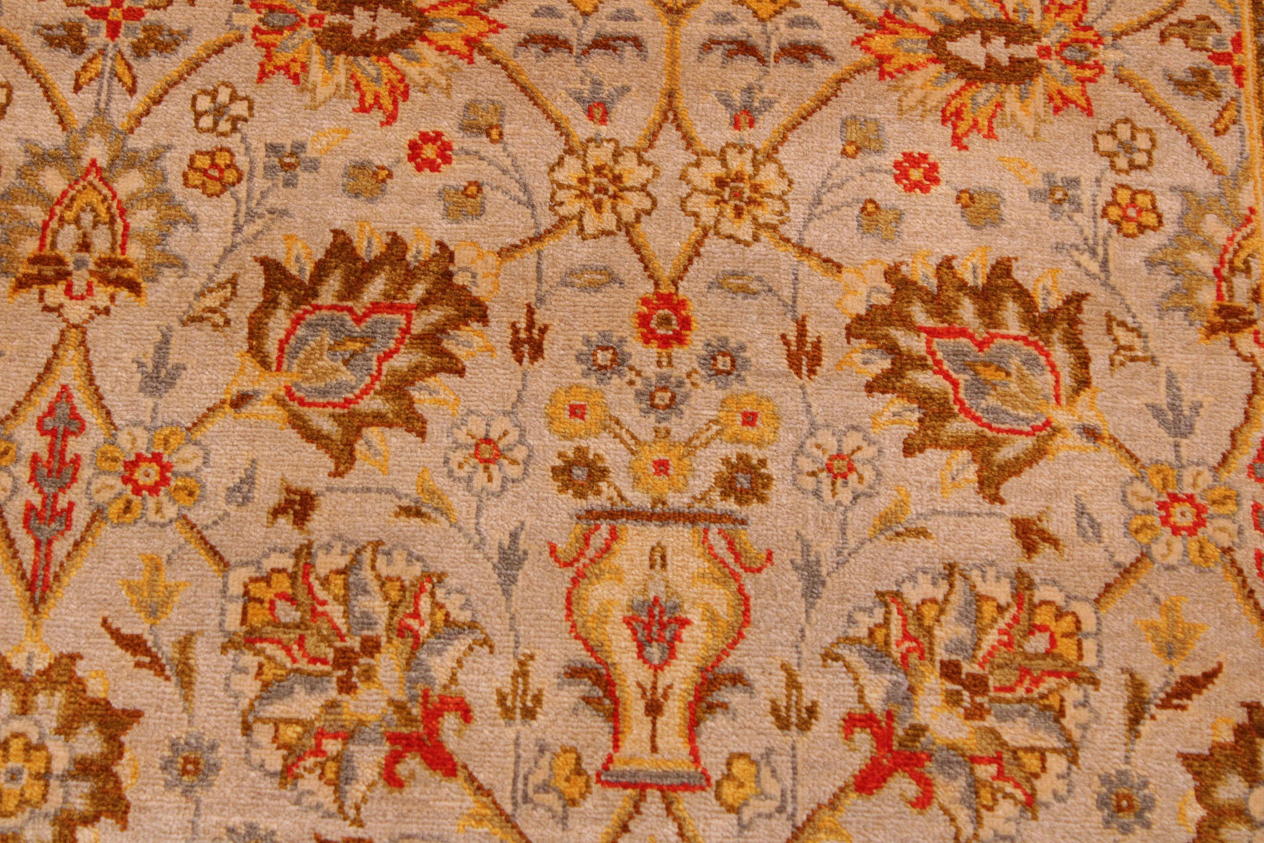 handmade Transitional Veg Dye Tan Gold Hand Knotted RECTANGLE 100% WOOL area rug 9' x 12'