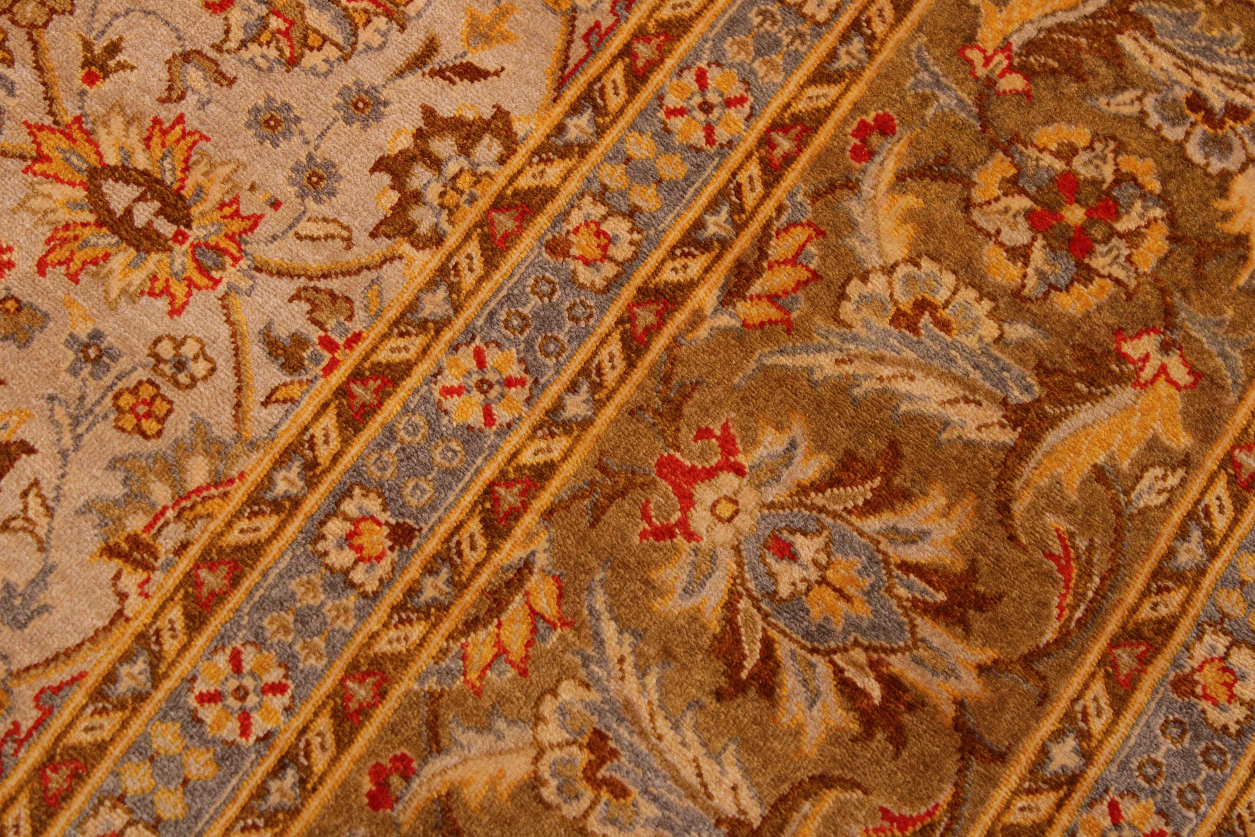 handmade Transitional Veg Dye Tan Gold Hand Knotted RECTANGLE 100% WOOL area rug 9' x 12'