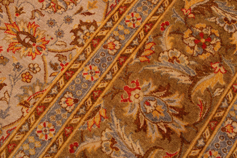 handmade Transitional Veg Dye Tan Gold Hand Knotted RECTANGLE 100% WOOL area rug 9' x 12'