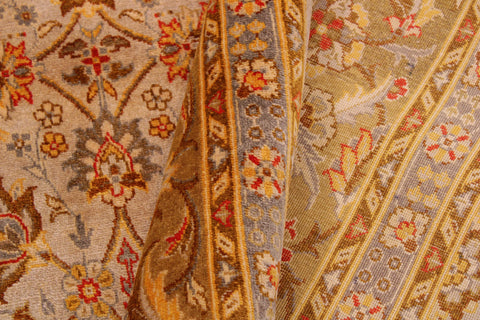 handmade Transitional Veg Dye Tan Gold Hand Knotted RECTANGLE 100% WOOL area rug 9' x 12'