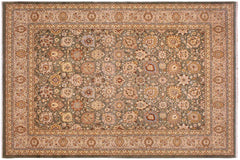 handmade Traditional Design Green Lt. Gray Hand Knotted RECTANGLE 100% WOOL area rug 9'X12'