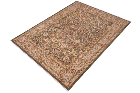 handmade Transitional Design Green Lt. Gray Hand Knotted RECTANGLE 100% WOOL area rug 9' x 12'