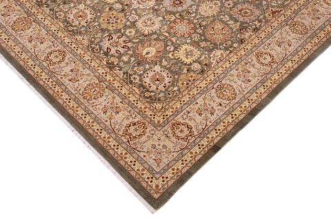 handmade Transitional Design Green Lt. Gray Hand Knotted RECTANGLE 100% WOOL area rug 9' x 12'