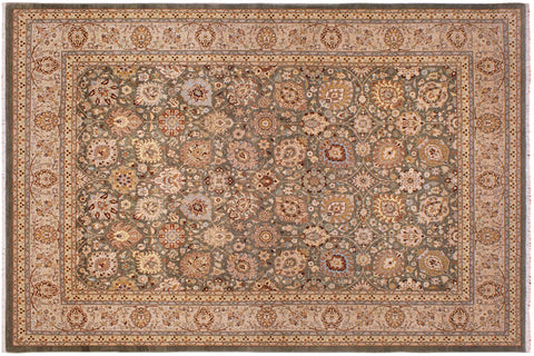 handmade Transitional Design Green Lt. Gray Hand Knotted RECTANGLE 100% WOOL area rug 9' x 12'