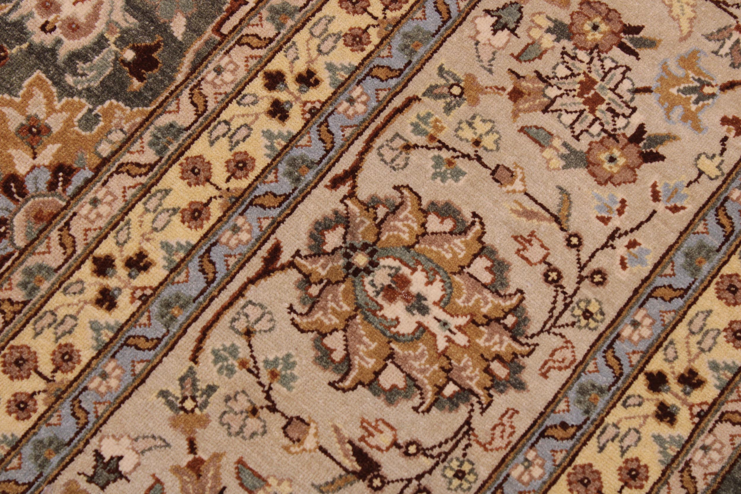 handmade Transitional Design Green Lt. Gray Hand Knotted RECTANGLE 100% WOOL area rug 9' x 12'