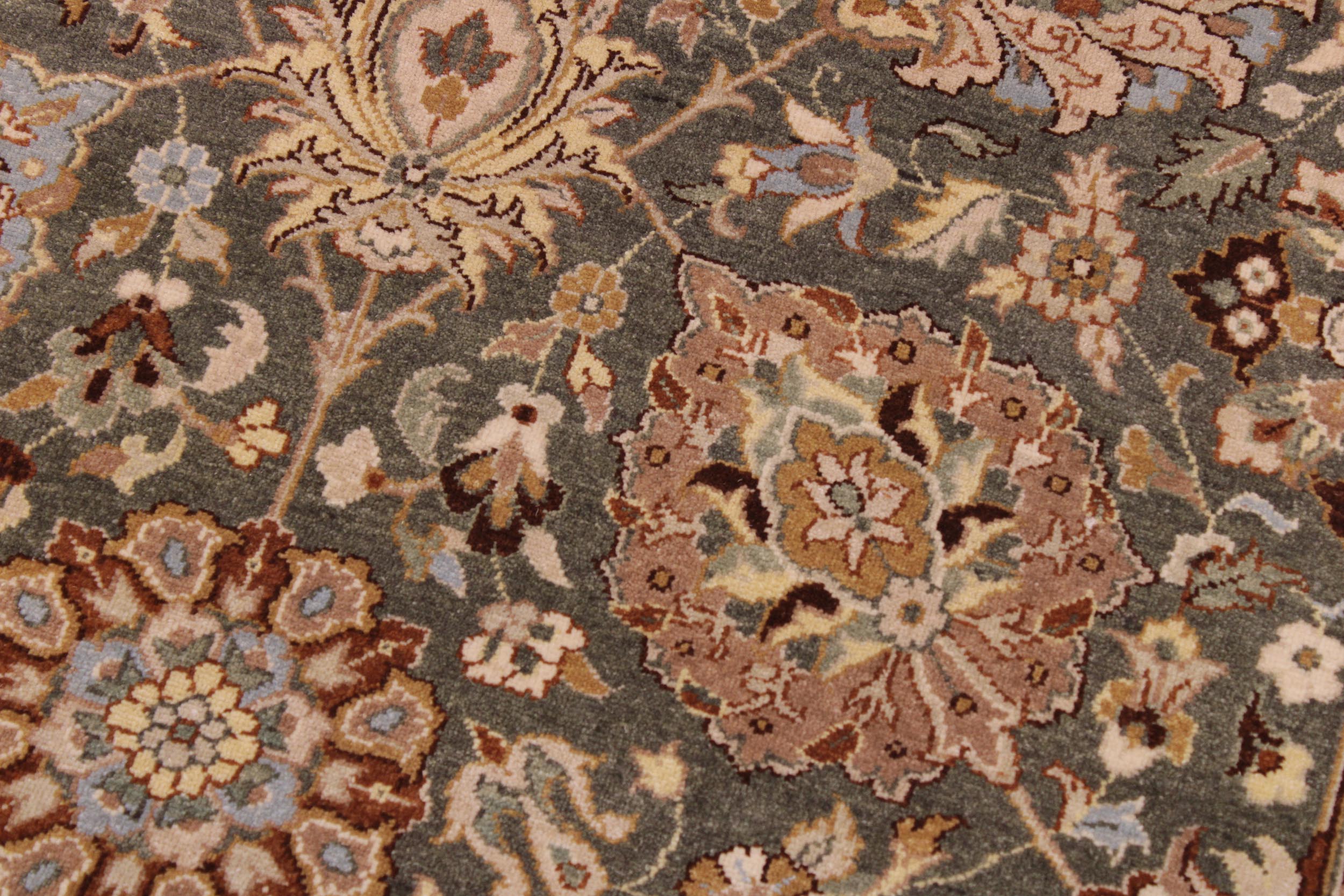 handmade Transitional Design Green Lt. Gray Hand Knotted RECTANGLE 100% WOOL area rug 9' x 12'