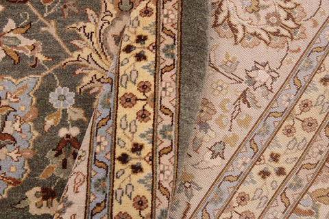 handmade Traditional Design Green Lt. Gray Hand Knotted RECTANGLE 100% WOOL area rug 9'X12'