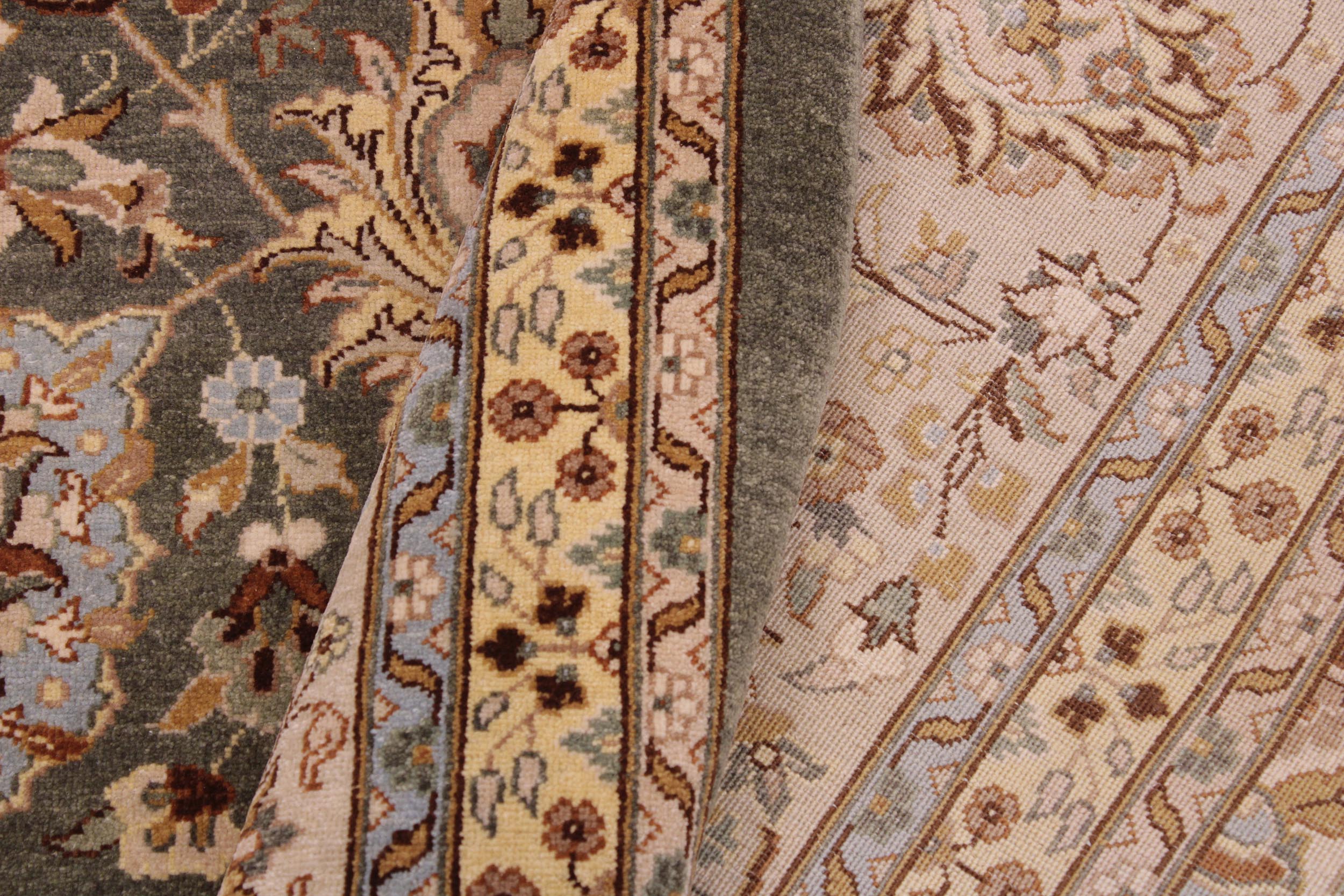 handmade Transitional Design Green Lt. Gray Hand Knotted RECTANGLE 100% WOOL area rug 9' x 12'