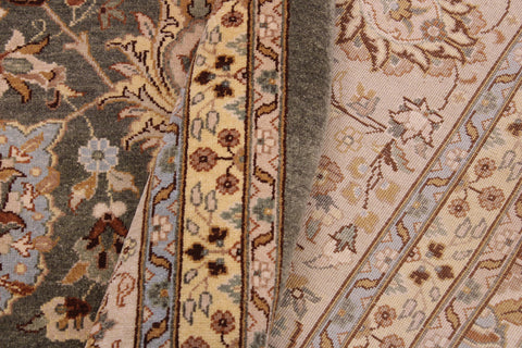 handmade Transitional Design Green Lt. Gray Hand Knotted RECTANGLE 100% WOOL area rug 9' x 12'