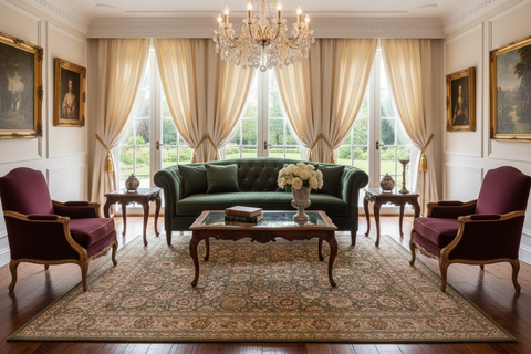 handmade Traditional Design Green Lt. Gray Hand Knotted RECTANGLE 100% WOOL area rug 9'X12'