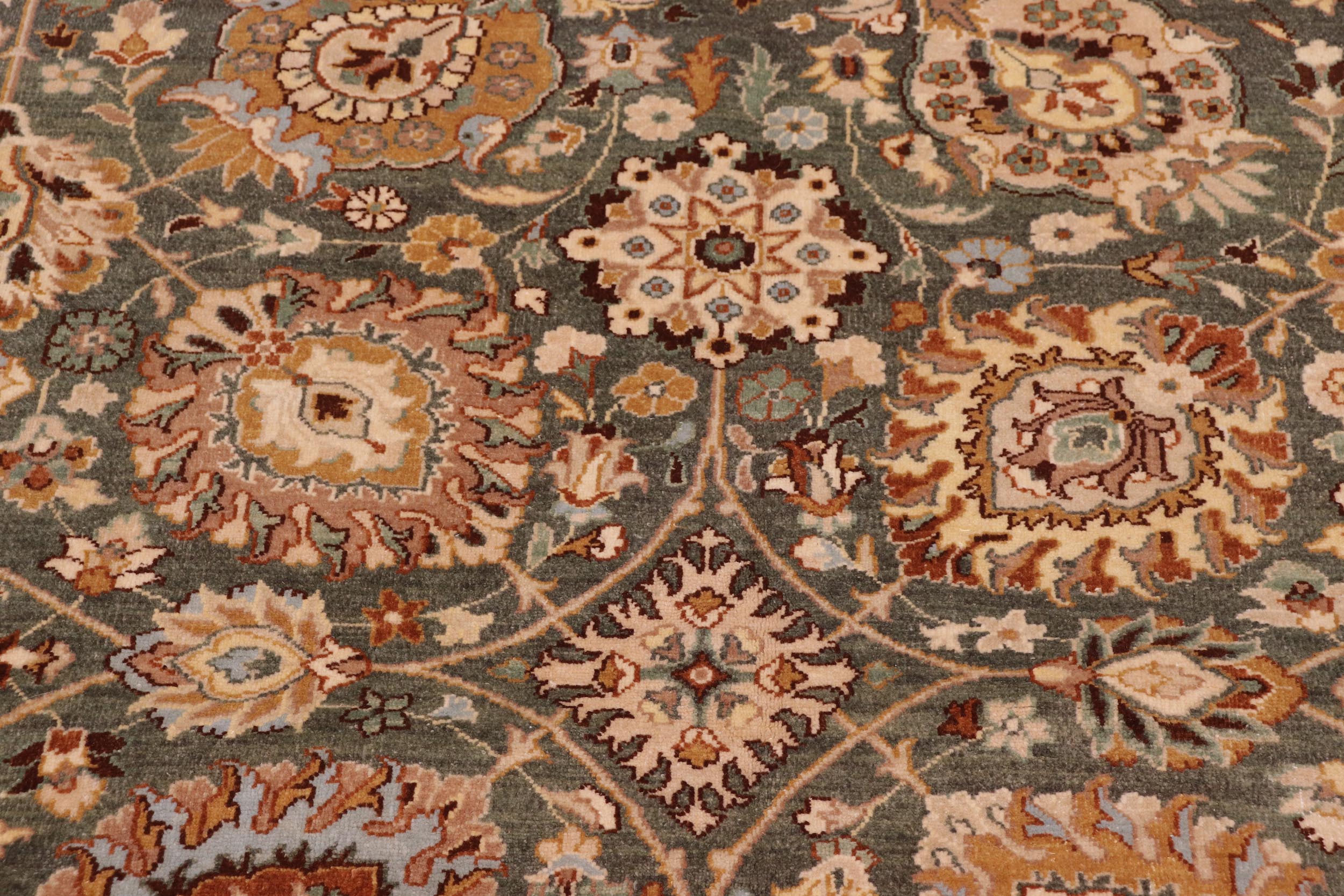handmade Transitional Design Green Lt. Tan Hand Knotted RECTANGLE 100% WOOL area rug 9' x 12'