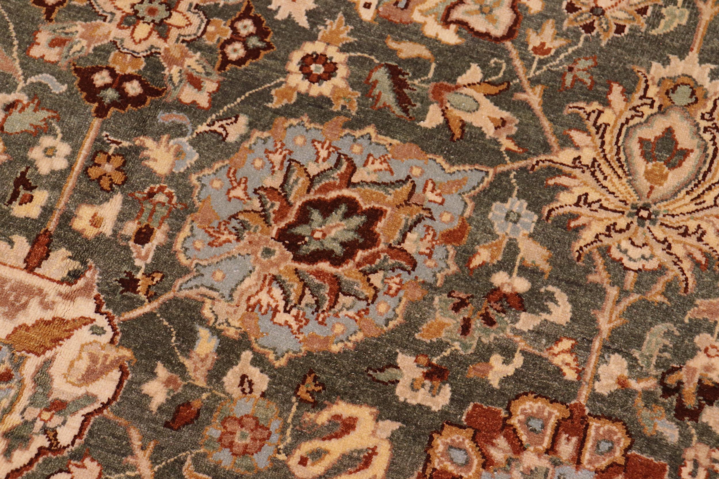 handmade Transitional Design Green Lt. Tan Hand Knotted RECTANGLE 100% WOOL area rug 9' x 12'