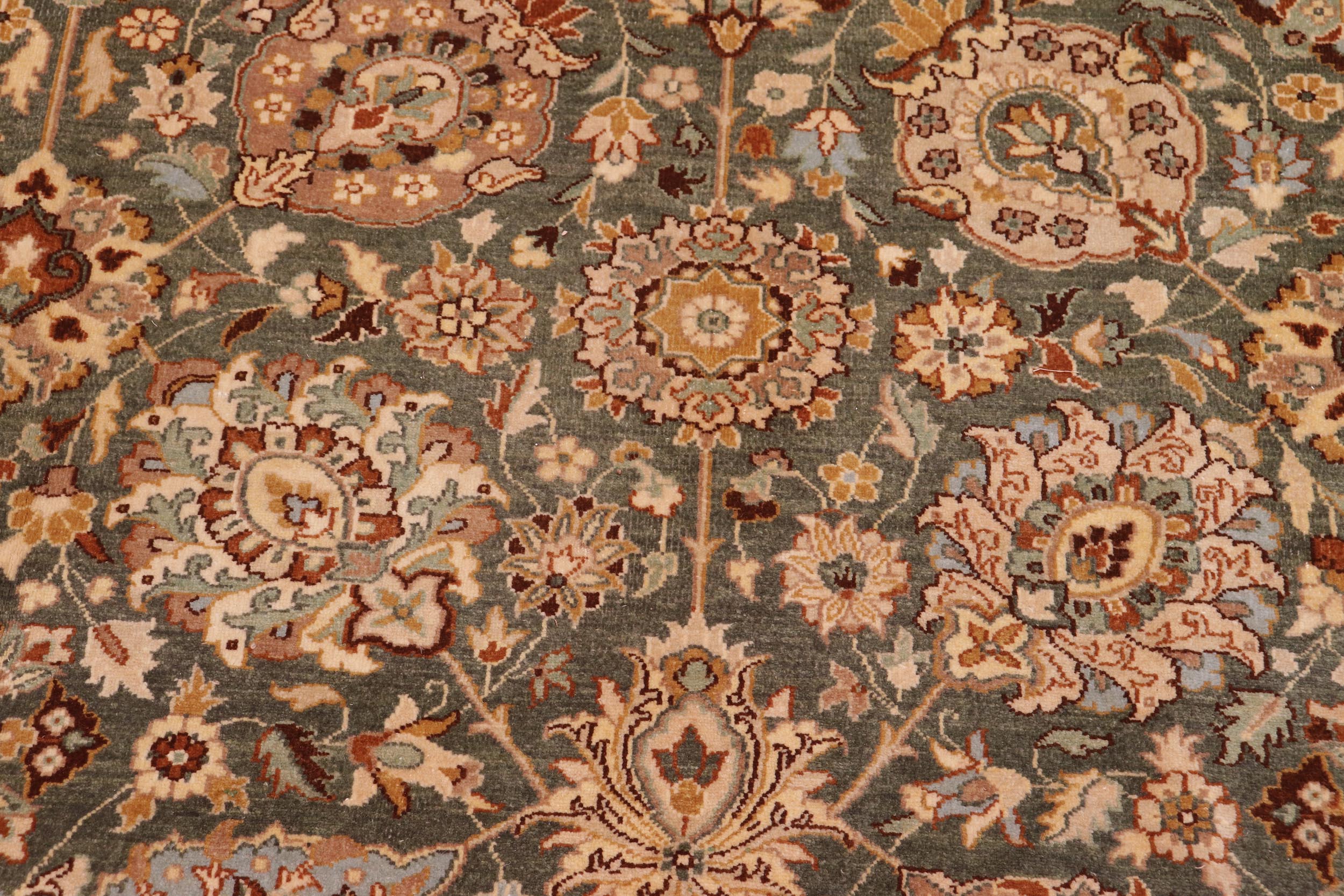 handmade Transitional Design Green Lt. Tan Hand Knotted RECTANGLE 100% WOOL area rug 9' x 12'