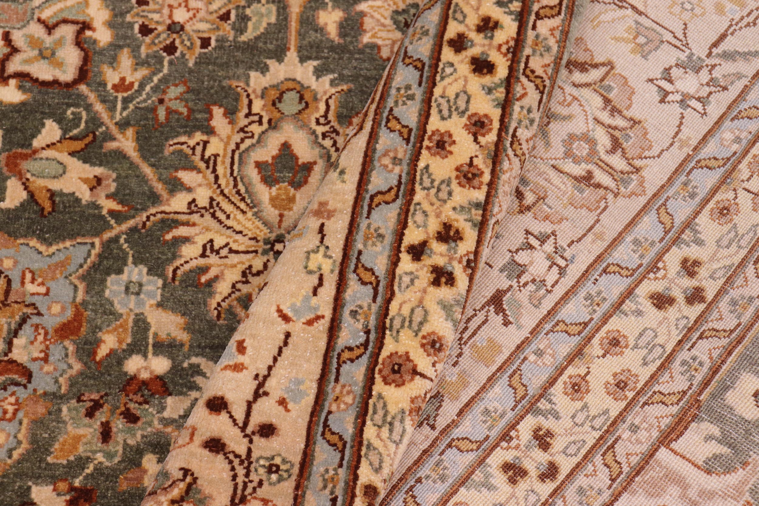 handmade Transitional Design Green Lt. Tan Hand Knotted RECTANGLE 100% WOOL area rug 9' x 12'