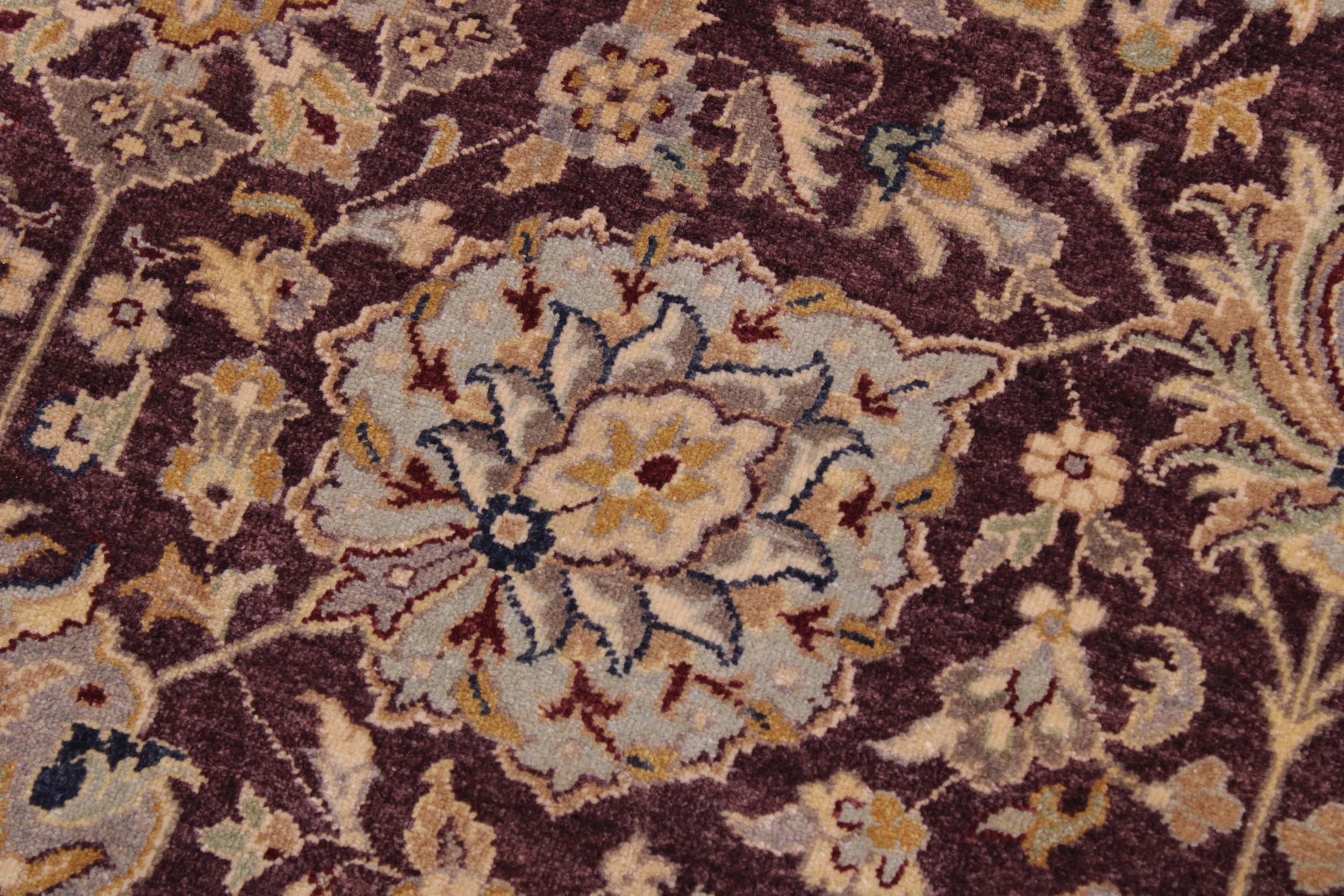 handmade Transitional Design Aubergine Tan Hand Knotted RECTANGLE 100% WOOL area rug 9' x 12'