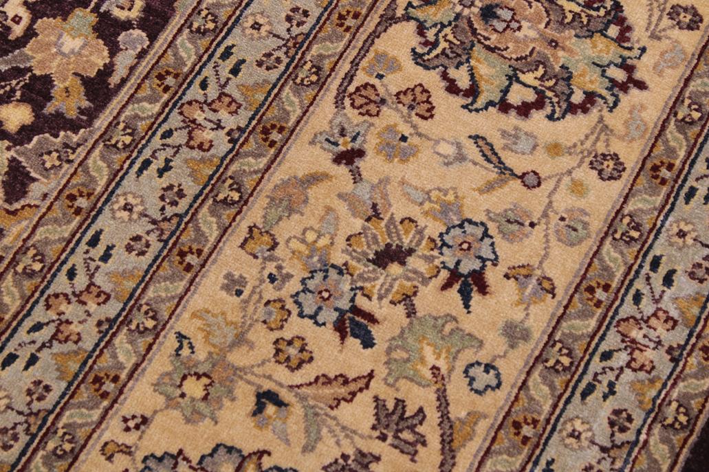 handmade Traditional Design Aubergine Tan Hand Knotted RECTANGLE 100% WOOL area rug 9'X12'